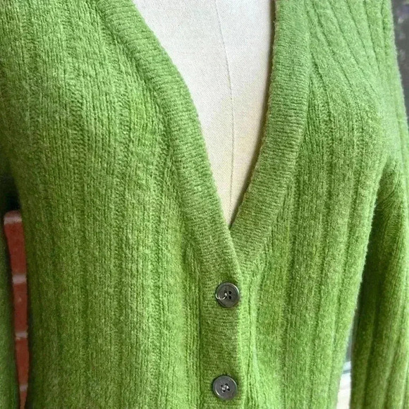 🧨Ca Va de Soi Wool Blend Green Cardigan Sweater SZ L - Picture 3 of 11
